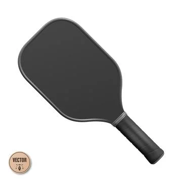 Vector 3d Realistic Pickleball Paddle Set. Black Blank Pickleball Paddle Is.. Stock Illustration