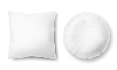 Vector 3d realistic pillows - square, round. Template, mockup Stock-Illustration