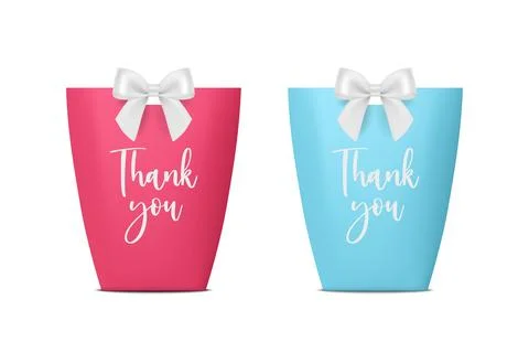 Vector 3d Realistic Pink and Blue Paper Gift Bag, Box for Birthday or Party with Illustrazione stock