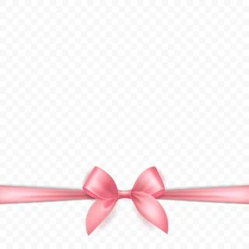 Vector 3d Realistic Pink Silk or Satin Gift Ribbon and Bow for Greeting Cards Stock Illustration