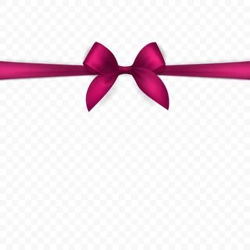 Vector 3d Realistic Pink Silk or Satin Gift Ribbon and Bow for Greeting Cards Stock Illustration