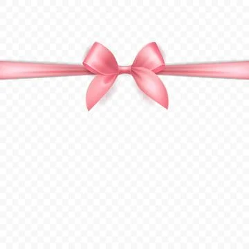 Vector 3d Realistic Pink Silk or Satin Gift Ribbon and Bow for Greeting Cards Stock Illustration