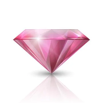 Vector 3d Realistic Pink Transparent Triangular Glowing Gemstone, Diamond Ilustração Stock