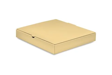 Vector 3d Realistic Pizza Box Mockup. Realistic Brown Pizza Box Template. Blank Stock Illustration