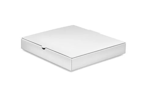 Vector 3d Realistic Pizza Box Mockup. Realistic White Pizza Box Template. Blank Stock Illustration