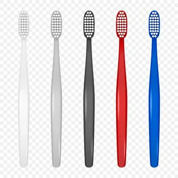 Vector 3d Realistic Plastic Blank Toothbrush Icon Set Isolated on Transparent Illustrazione stock