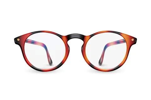Vector 3d Realistic Plastic Brown Leopard Rimmed Eye Glasses Closeup Isolated on Stock Illustration