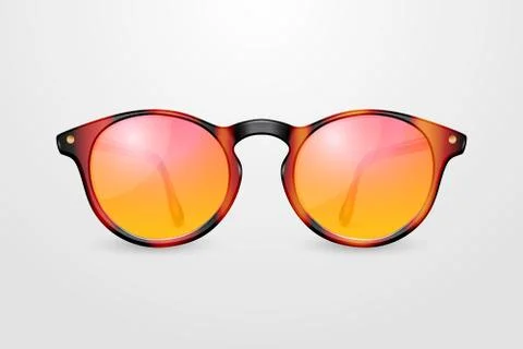 Vector 3d Realistic Plastic Brown Leopard Rimmed Eye Sunglasses Closeup Isolated Stock Illustration