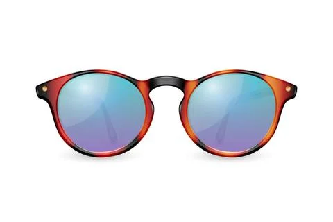 Vector 3d Realistic Plastic Brown Leopard Rimmed Eye Sunglasses Closeup Isolated Stock Illustration