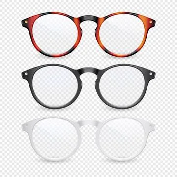 Vector 3d Realistic Plastic Brown Leopard, Black, White Rimmed Eye Glasses Illustrazione stock
