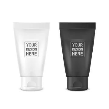 Vector 3d Realistic Plastic, Metal White, Black Tooth Paste, Cream Tube, Packing Stock-Illustration