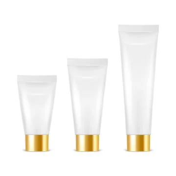 Vector 3d Realistic Plastic, Metal White Tooth Paste, Cream Tube, Packing with Stock Illustration