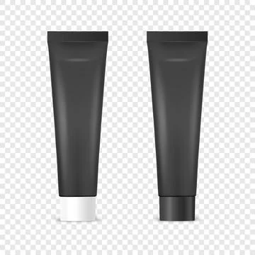 Vector 3d Realistic Plastic, Metal Black Tooth Paste, Cream Tube, Packing with Stock Illustration