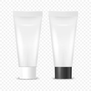 Vector 3d Realistic Plastic, Metal White Tooth Paste, Cream Tube, Packing with Stock Illustration