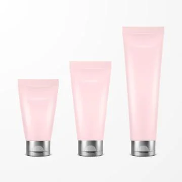 Vector 3d Realistic Plastic, Metal Pink Tooth Paste, Cream Tube, Packing with Illustrazione stock