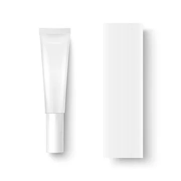 Vector 3d Realistic Plastic, Metal White Lip Balm, Lipstick, Lip Gloss, Cream Stock Illustration