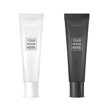 Vector 3d Realistic Plastic, Metal White, Black Toothpaste, Lip Gloss, Balm Stock Illustration