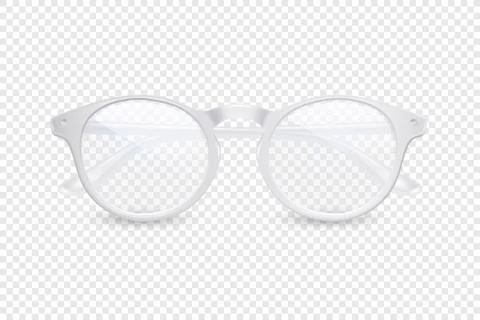 Vector 3d Realistic Plastic Round White Rimmed Eye Glasses Icon Closeup Isolated Stock Illustration