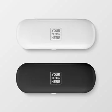 Vector 3d Realistic Plastic White and Black Blank Case for Eye Glasses Set Illustrazione stock