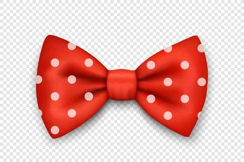 Vector 3d Realistic Polka Dot Red Textured Bow Tie Icon Closeup Isolated. Silk Stock Illustration