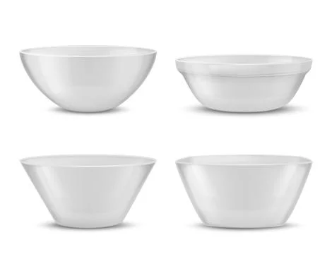 Vector 3d realistic porcelain tableware, glass dishes Stock Illustration