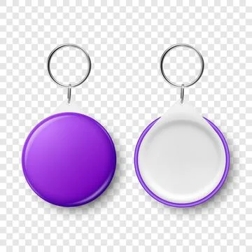 Vector 3d Realistic Purple Blank Round Button Badge with Ring Holder Closeup 스톡 일러스트