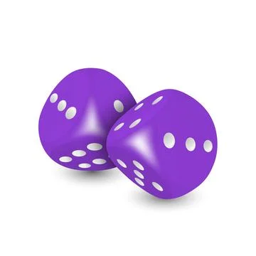 Vector 3d Realistic Purple Game Dice with White Dots Set Closeup Isolated on Stock Illustration