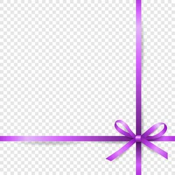Vector 3d Realistic Purple Gift Ribbon and Bow Closeup Isolated. Bow Design Stock Illustration