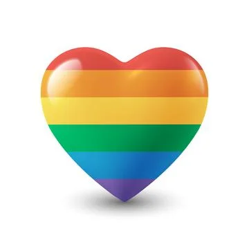 Vector 3d Realistic Rainbow Heart, Isolated. LGBT Pride Heart Symbol. Glossy Stock Illustration