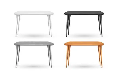 Vector 3d Realistic Rectangular Wooden White, Black, Gray and Brown Dining Table Illustrazione stock