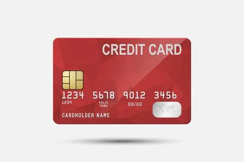 Vector 3d Realistic Red Credit Card Isolated. Design Template of Plastic Credit Stock Illustration