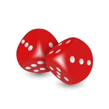 Vector 3d Realistic Red Game Dice with White Dots Set Closeup Isolated on White Stock Illustration