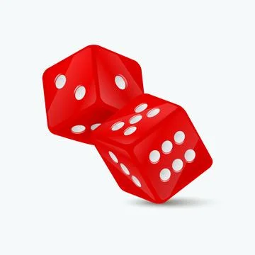 Vector 3d Realistic Red Game Dice with White Dots Set Closeup Isolated on White Stock Illustration