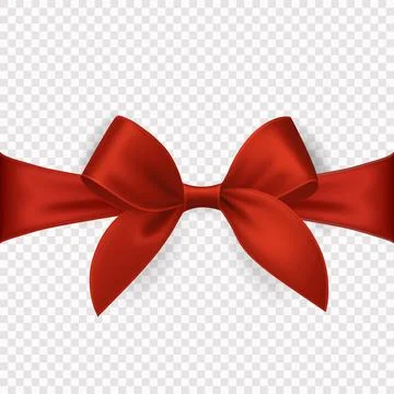 Vector 3d Realistic Red Gift Ribbon, Bow for Greeting Card, Gift Isolated on Stock Illustration