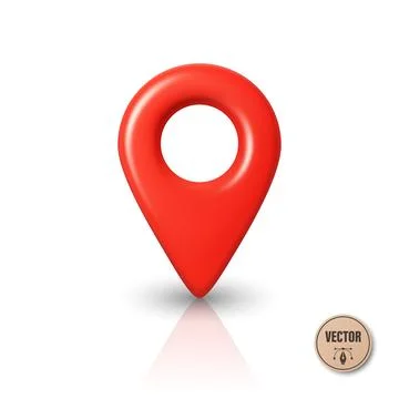 Vector 3d Realistic Red Map Pin Location Marker Icon for Navigation, GPS. Glossy 스톡 일러스트