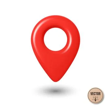 Vector 3d Realistic Red Map Pin Icon. Location Marker with Hole. Map Pin Symbol Stock Illustration