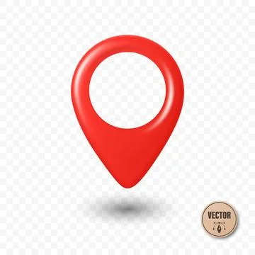 Vector 3d Realistic Red Map Pin Icon. Location Marker with Hole. Map Pin Symbol Stock Illustration