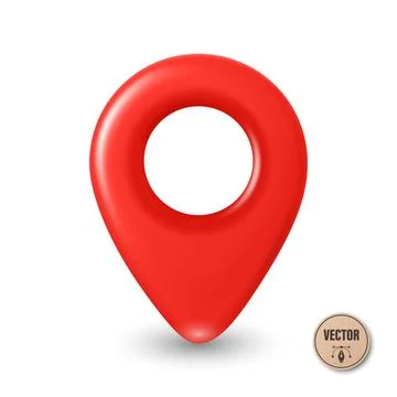 Vector 3d Realistic Red Map Pin Icon. Location Marker Isolated. Map Pin Sym.. Stock Illustration