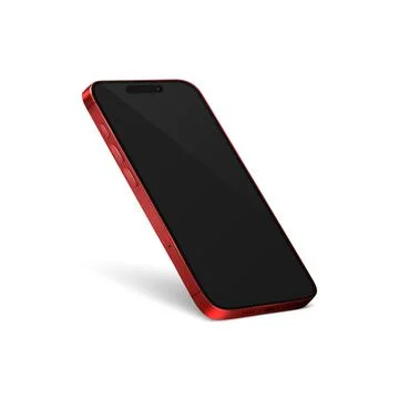 Vector 3d Realistic Red Modern Smartphone Design Template with Black Screen Stock Illustration