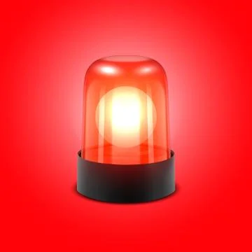 Vector 3d Realistic Red Turn On Police Flasher Siren Closeup Isolated on Red Stock-Illustration