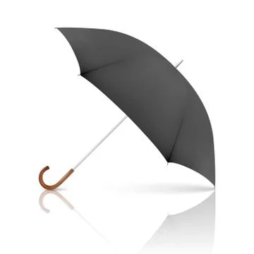 Vector 3d Realistic Render Black Blank Umbrella Icon Closeup Isolated on White Stock Illustration