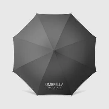 Vector 3d Realistic Render Black Blank Umbrella Icon Closeup Isolated on White Stock Illustration