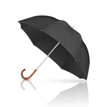 Vector 3d Realistic Render Black Blank Umbrella Icon Closeup Isolated on White Stock Illustration