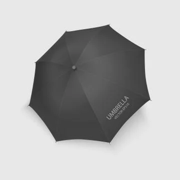 Vector 3d Realistic Render Black Blank Umbrella Icon Closeup Isolated on White Stock Illustration