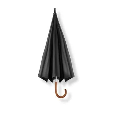 Vector 3d Realistic Render Black Blank Umbrella Icon Closeup Isolated on White Illustrazione stock