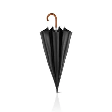 Vector 3d Realistic Render Black Blank Umbrella Icon Closeup Isolated on White Illustrazione stock