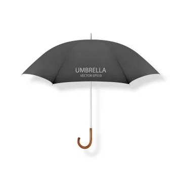 Vector 3d Realistic Render Black Blank Umbrella Icon Closeup Isolated on White Stock Illustration
