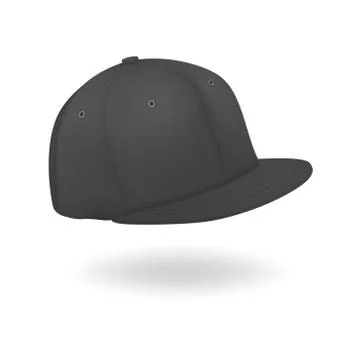 Vector 3d Realistic Render Black Blank Baseball Snapback Cap Icon Closeup Stock Illustration