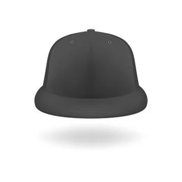 Vector 3d Realistic Render Black Blank Baseball Snapback Cap Icon Closeup Stock Illustration