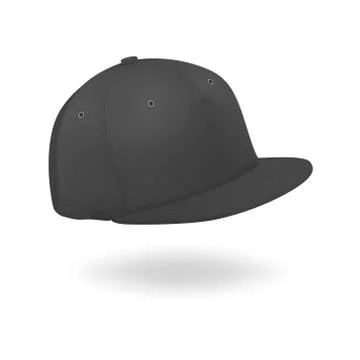 Vector 3d Realistic Render Black Blank Baseball Snapback Cap Icon Closeup Stock Illustration
